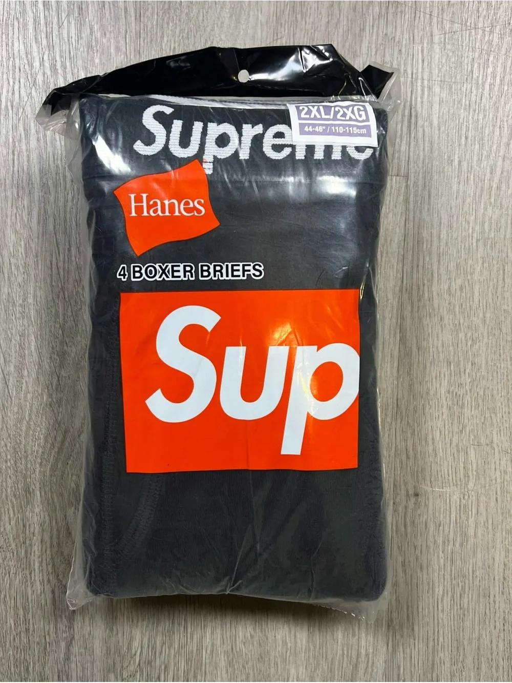 Supreme Black Boxer Briefs with Orange Logo Box